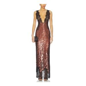 Nbd Sequined Brown Lorelai Maxi Dress Size S